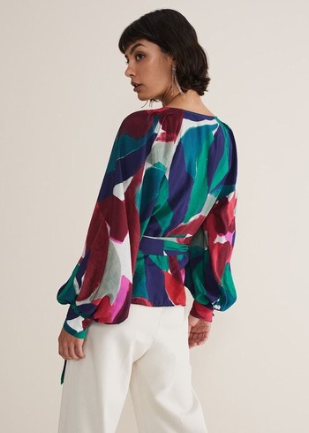 Phase Eight Shalni Abstract Floral Wrap Shirts Multicolor Canada | HAMNDP-432